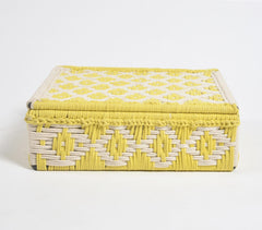 Handwoven Recycled Cotton White & Yellow Box