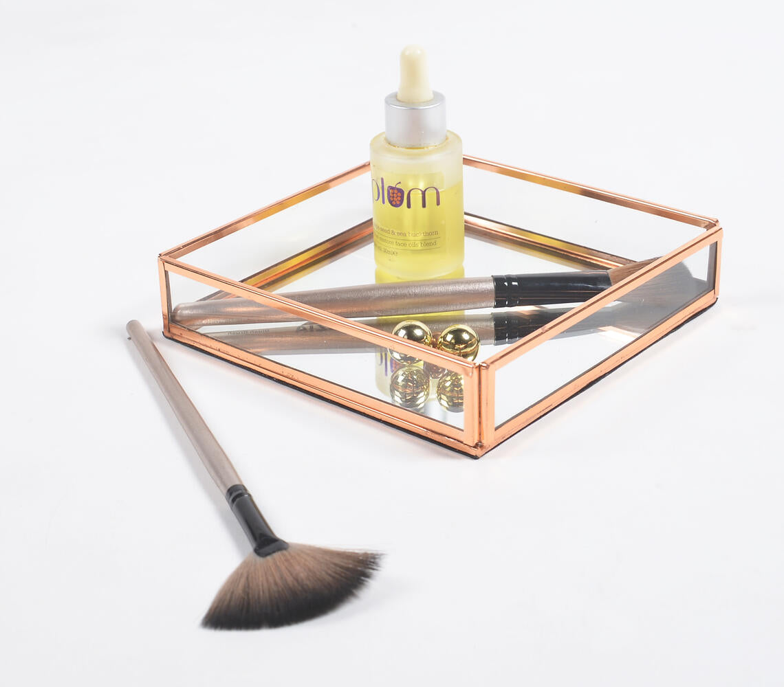 Rose-Gold Stainless Steel & Glass Vanity Tray