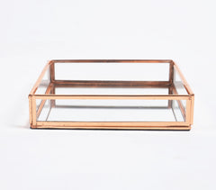 Rose-Gold Stainless Steel & Glass Vanity Tray