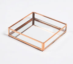 Rose-Gold Stainless Steel & Glass Vanity Tray