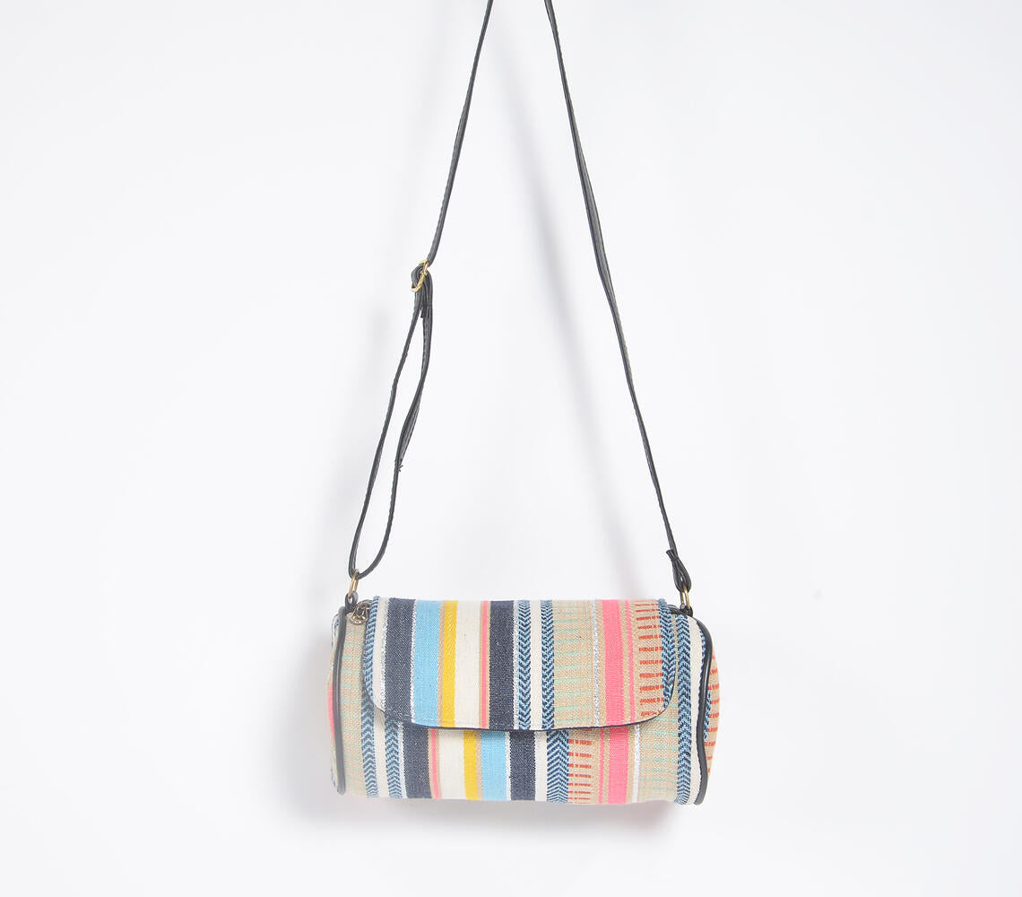 Beachy Woven Cylindrical Sling Bag