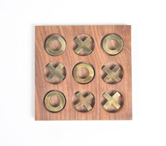 Hand Carved Wooden Tic-Tac-Toe Game Q1