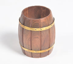 Hand Carved Rosewood Barrel-Shaped Pen Stand