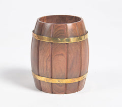 Hand Carved Rosewood Barrel-Shaped Pen Stand