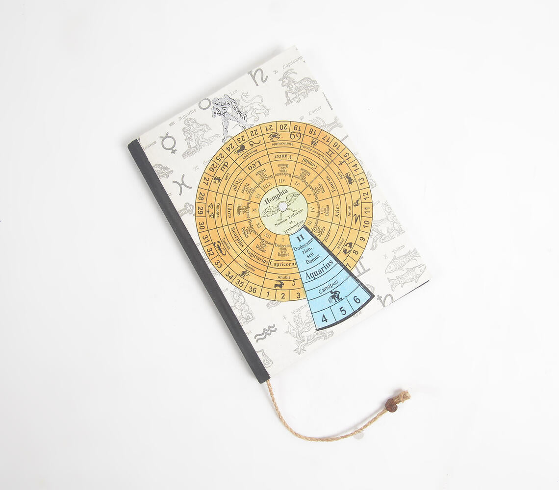 Hand Painted Astrological Aquarius Sign Paper Diary