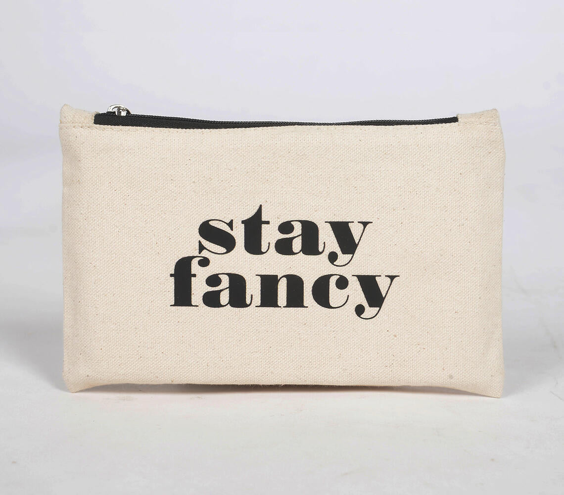 Stay Fancy Cotton Canvas Pouch