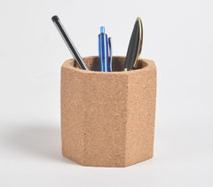 Minimal Hexagonal Prism Cork Pen Holder