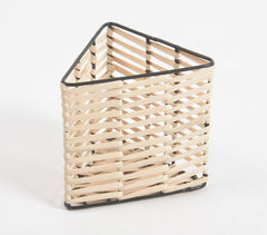 Handwoven Cane & Iron Triangle Pen Stand