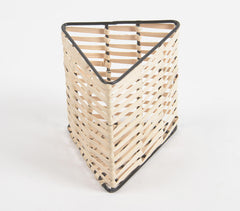 Handwoven Cane & Iron Triangle Pen Stand