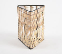 Triangle Handwoven Cane & Iron Pen Stand