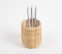 Handwoven Cane Cylindrical Pen Holder