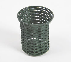 Handwoven Cane & Iron Monotone Pen Stand