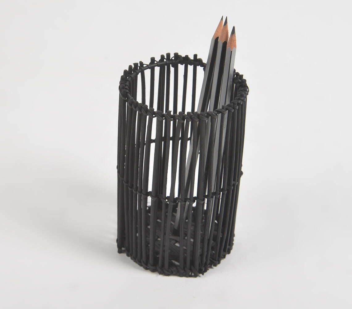 Jet Black Cane Eco-Friendly Pen Stand