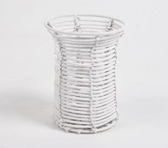 Handwoven Cane White Eco-Friendly Pen Stand