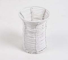 Handwoven Cane White Eco-Friendly Pen Stand