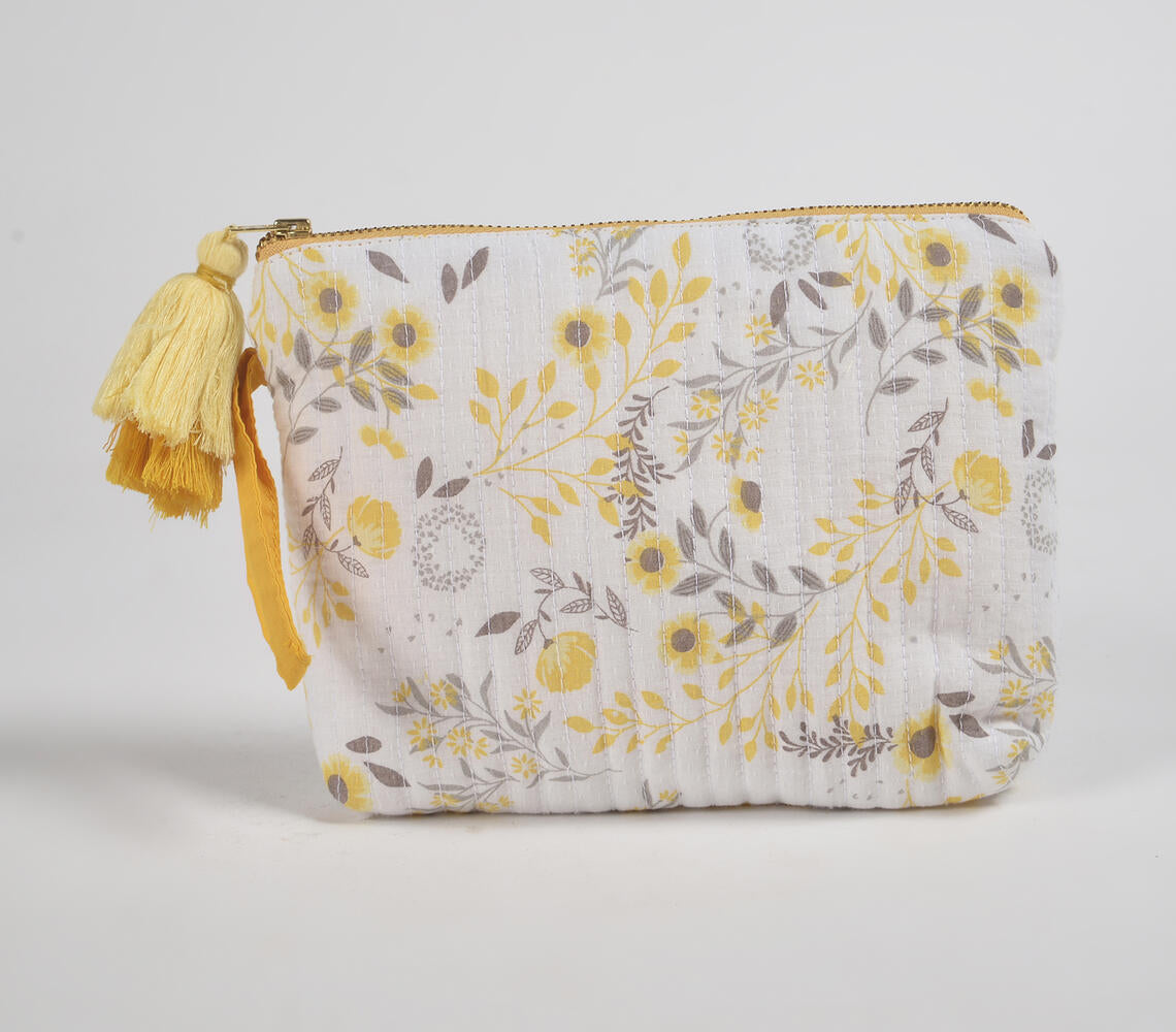 Summer Floral Printed & Quilted Travel Pouch