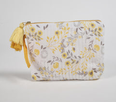 Summer Floral Printed & Quilted Travel Pouch