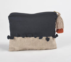 Colorblock Monotone Embroidered Travel Pouch