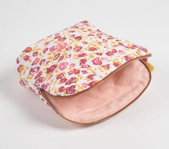 Floral Fuschia Cotton Tasseled Travel Pouch