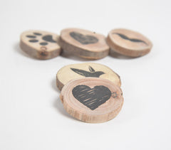 Handcrafted Monochromatic Wooden Magnets (Set of 5)