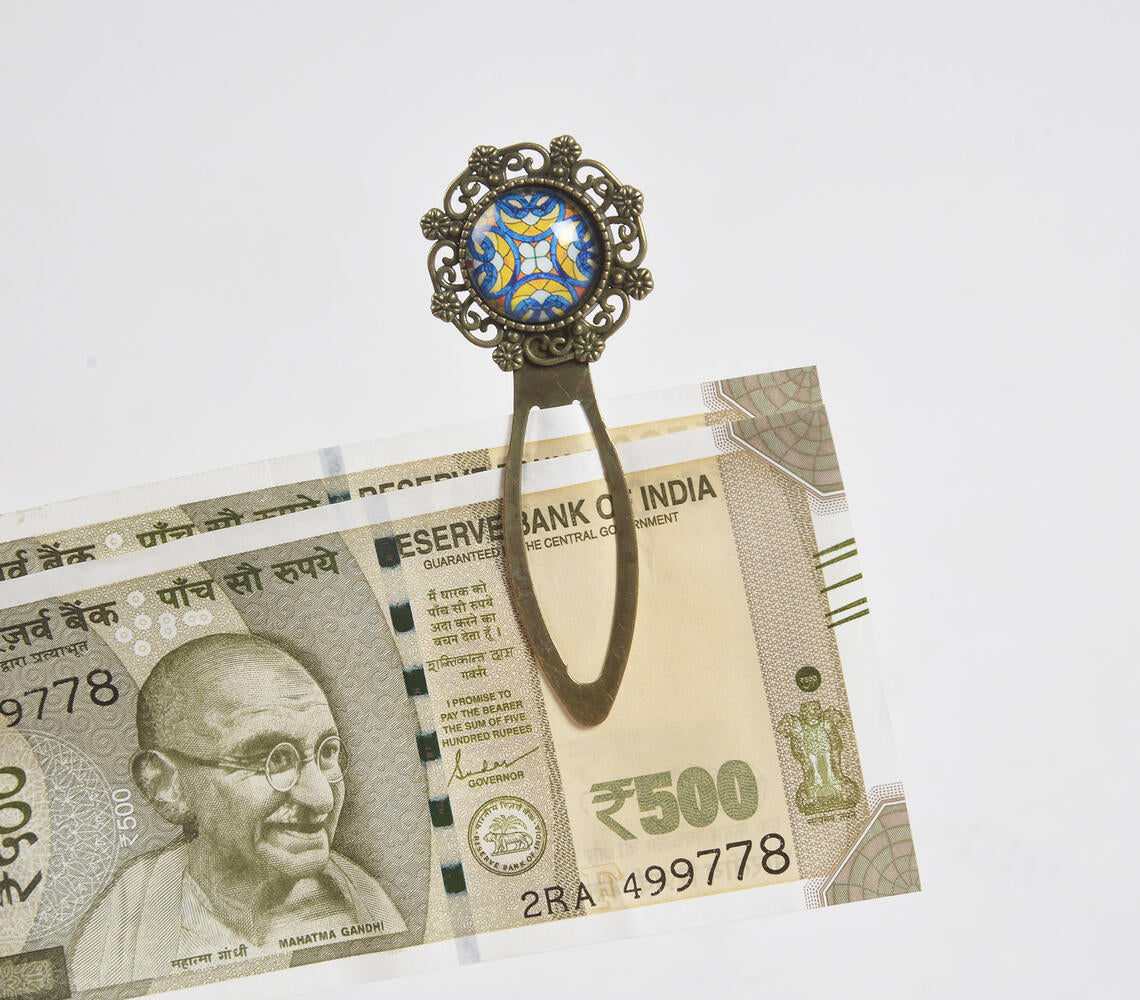 Antique Metal Bombay Stained Glass Motif Bookmark