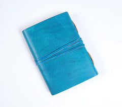 Handmade Paper & Turquoise-Tanned Leather Cover Diary
