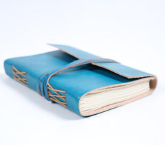 Handmade Paper & Turquoise-Tanned Leather Cover Diary