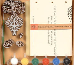 DIY Block Print Craft Story Book Kit - Mighty Elephant & the Mouse