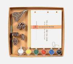 DIY Block Print Craft Story Book Kit - Crane & crab