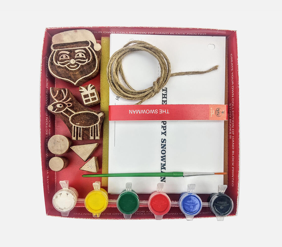 DIY Craft Kit -Block Print your own Snowman Storybook