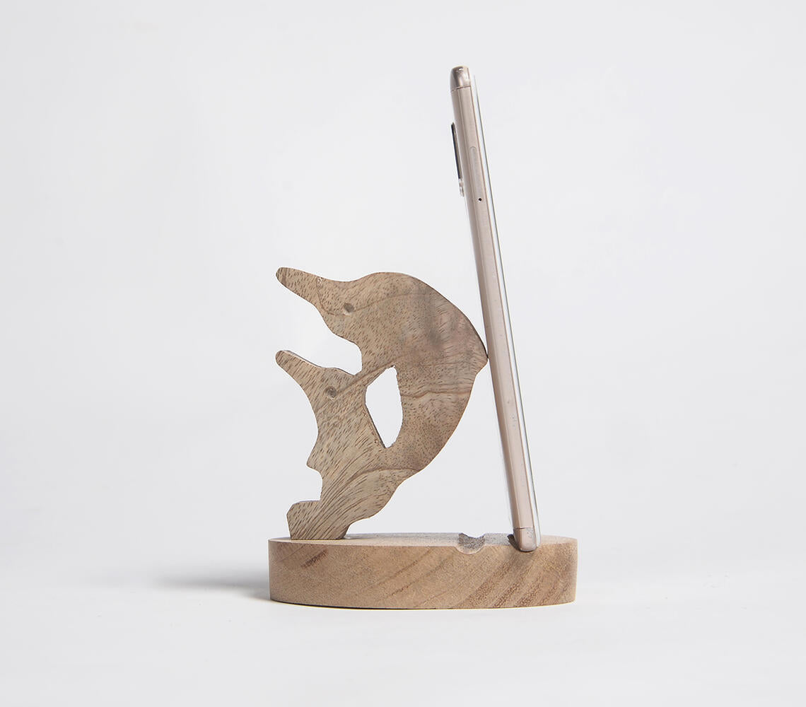 Hand Cut Mango Wood Dolphin Mobile holder