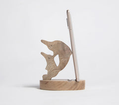 Hand Cut Mango Wood Dolphin Mobile holder