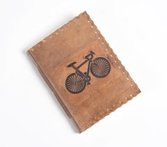 Hand Bound Leather Cycle Motif Journal