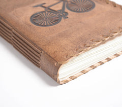 Hand Bound Leather Cycle Motif Journal