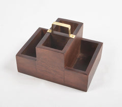 Raw Wooden 4-Slot Desk Organizer