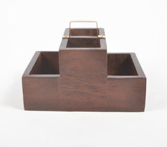 Raw Wooden 4-Slot Desk Organizer