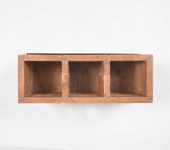 Raw Wooden 3-Slot Pen Stand