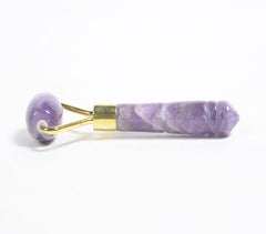 Hand Cut Amethyst & Brass Face Roller