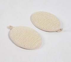 Natural Ramie Fibers Oval Bath Scrubs (set of 2)