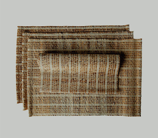 Set of 4 Striped Banana Fiber Table Mats