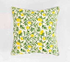Citrus Hand Block Print Cotton Cushion Cover