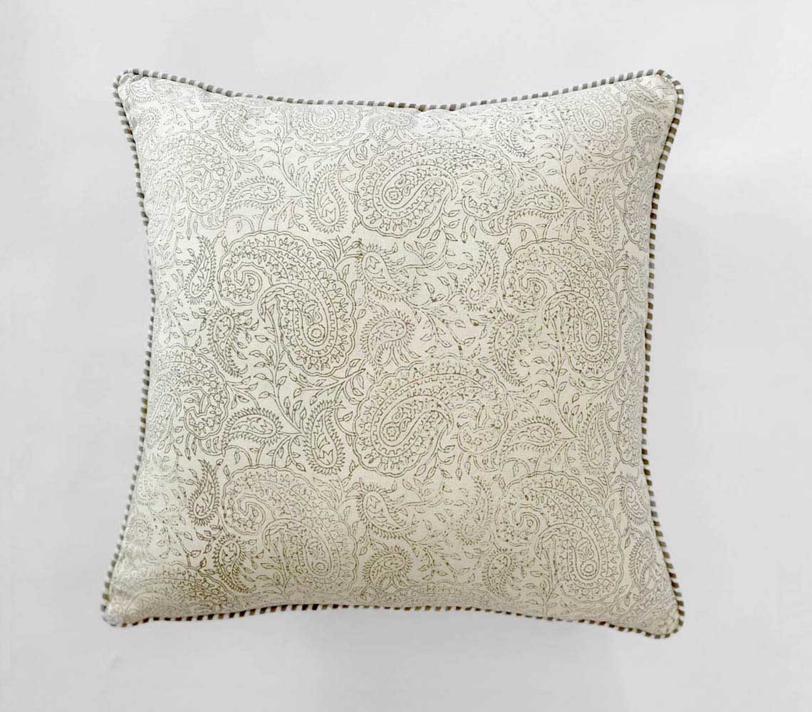 Paisley Hand Block Print Cotton Cushion Cover