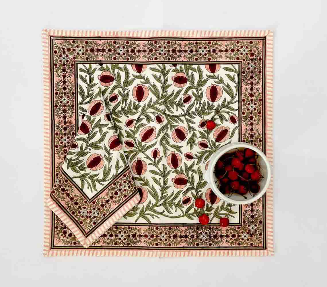 Botanical Hand Block Print Cotton Napkin