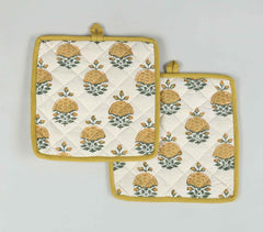 Hand Block Printed Cotton Dish Mat (Set of 2)
