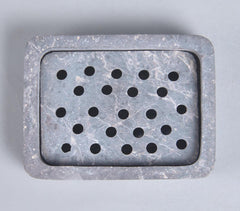 Rectangular Silver Soapstone Soap Dish with Drainage Holes