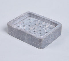 Rectangular Silver Soapstone Soap Dish with Drainage Holes