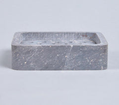 Rectangular Silver Soapstone Soap Dish with Drainage Holes