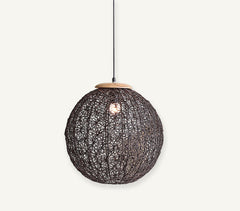 Hand Cut Mango Wood & Iron Hulm Hanging Lamp