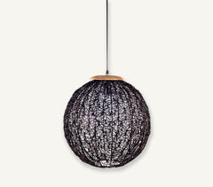 Hand Cut Mango Wood & Iron Hulm Hanging Lamp
