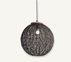Hand Cut Mango Wood & Iron Hulm Hanging Lamp